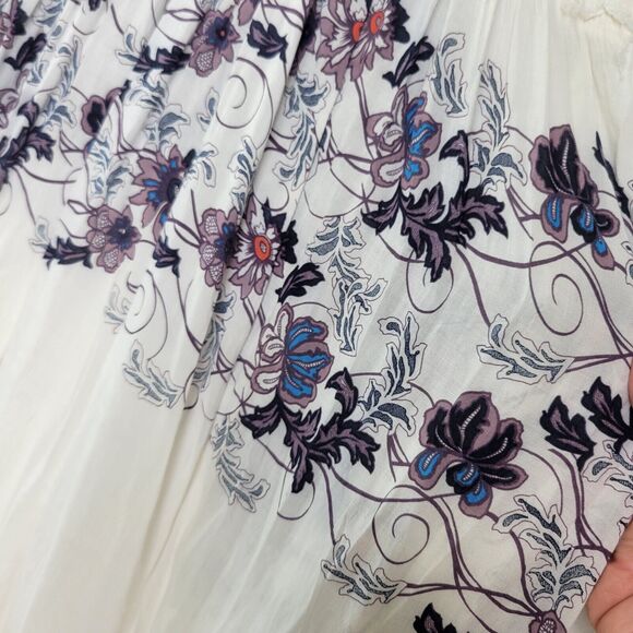 Free People Babydoll Maxi Dress SIZE S Cream Combo Floral Slip Maxi Dress Sheer - Picture 9 of 16